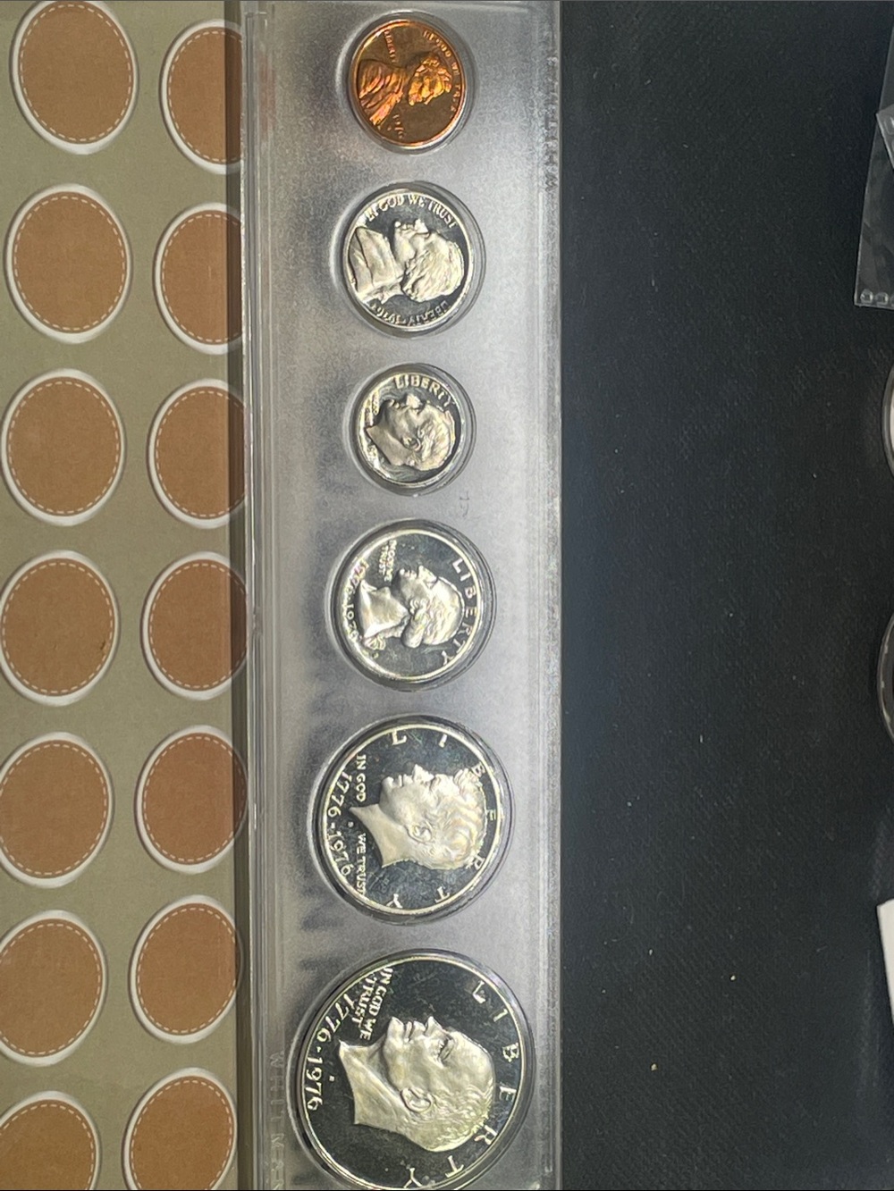 1776-1976 S Bicentennial Proof Set 40% Silver in Ike Dlr, Kennedy Half Wash Qtr